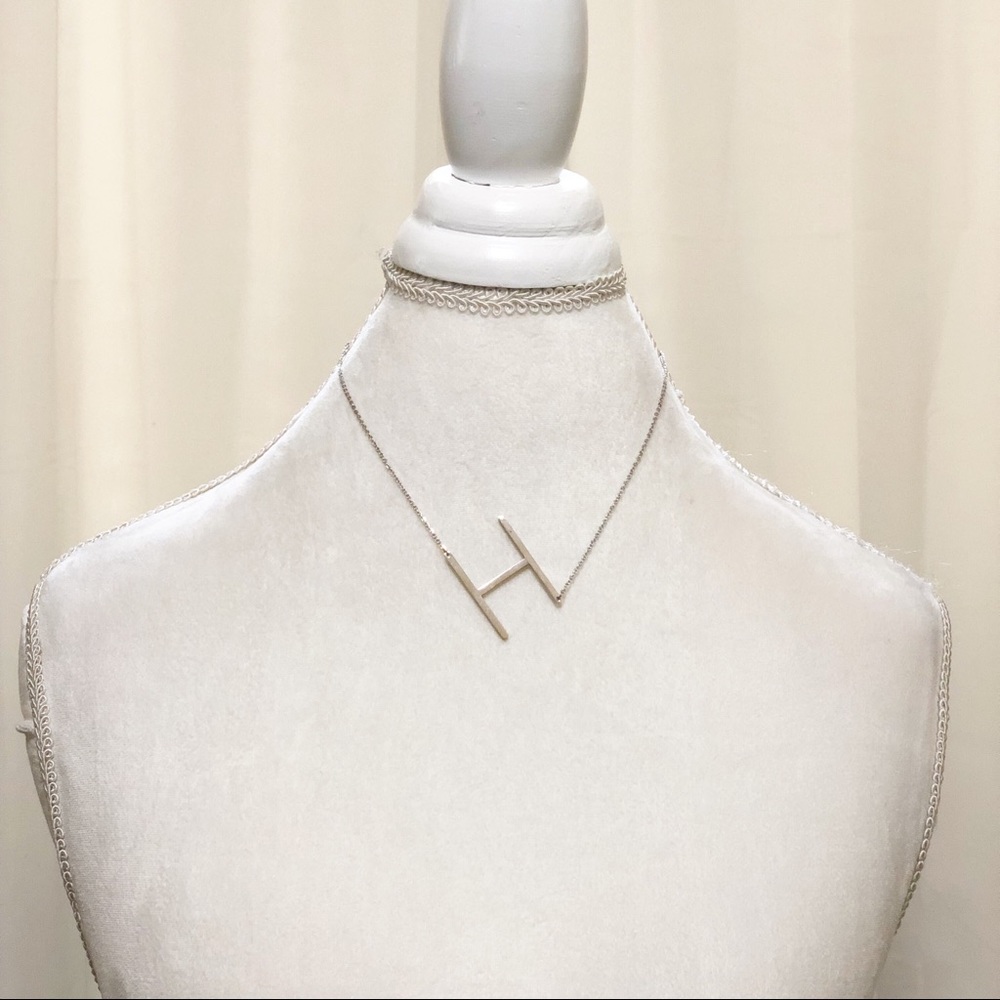 H Block Letter Monogram Stainless Steel Necklace - Picture 4 of 6